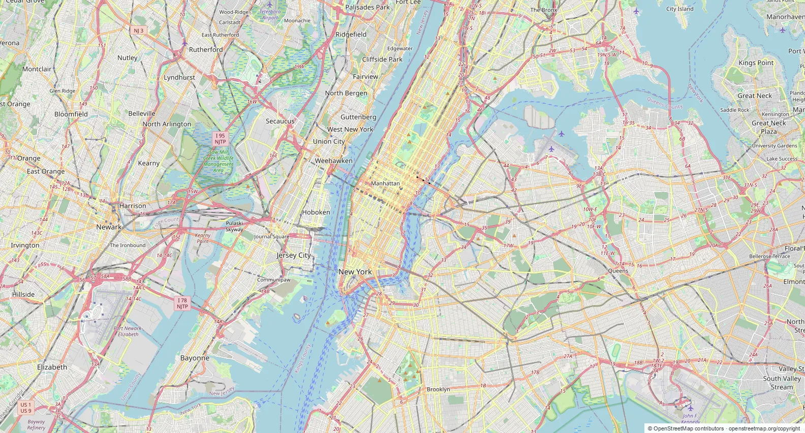 Map of New York City and surrounding areas