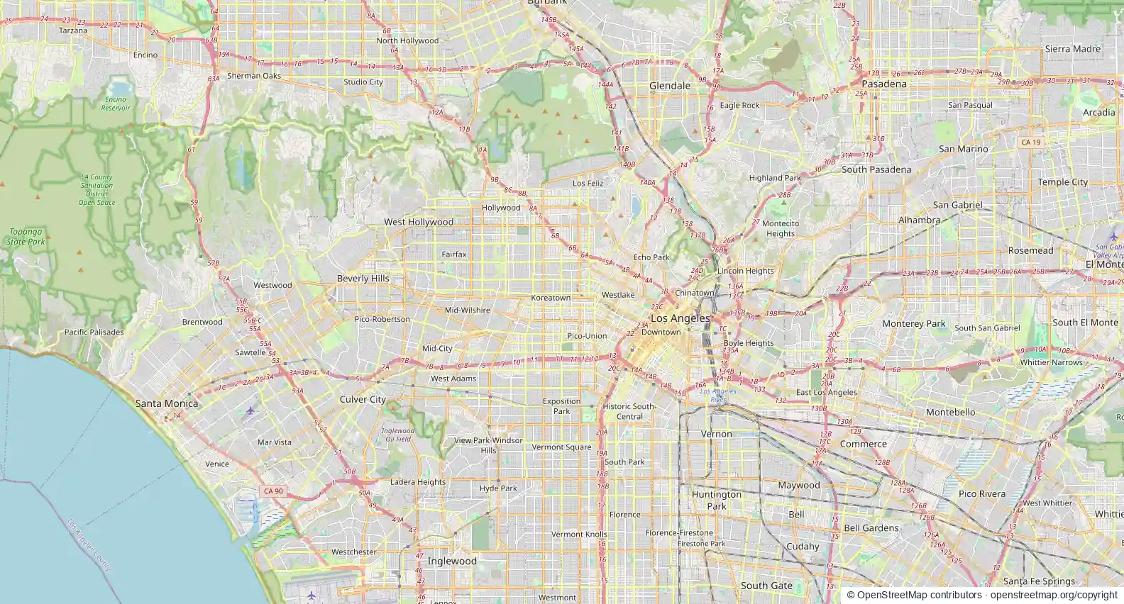 Map of Los Angeles and surrounding communities